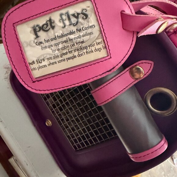Pet Flys Airline Approved Pet Carrier - Pink/Purple Koi Fish Tattoo Print - Y2K - Picture 15 of 15